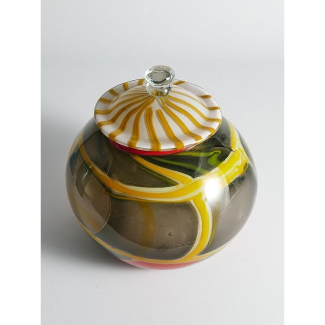 Large Studio Glass Lidded Jar by Ragnar Klenell, Sweden, 2012 For Sale - Image 11 of 18