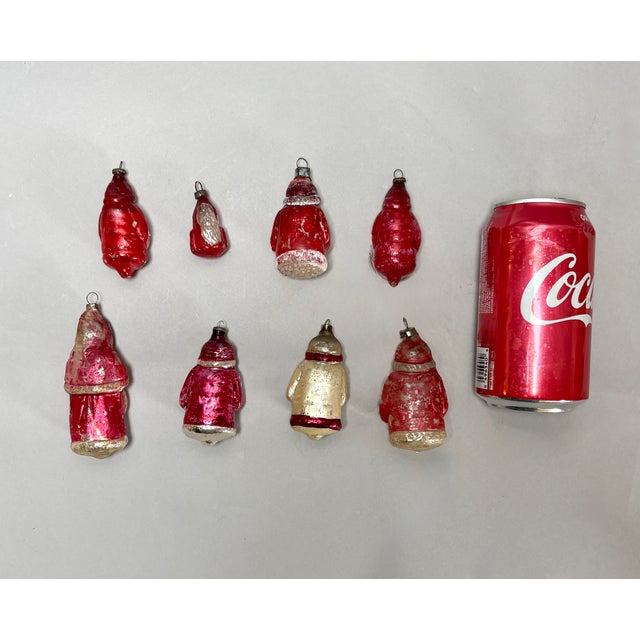 Collection of 8 Antique German Mercury Glass Santa Claus Christmas Ornaments, C. 1920–1940 For Sale - Image 14 of 18