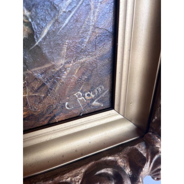 Antique Barnyard Oil on Canvas Painting With Sheep in Giltwood Frame For Sale In Dallas - Image 6 of 8