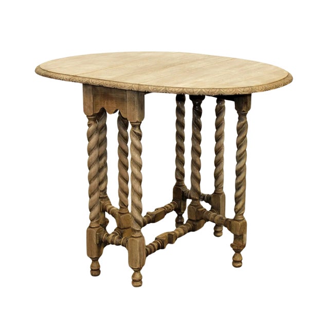 French Gate Leg Drop Side Drop Side Table on Barley Twist Legs For Sale - Image 12 of 12