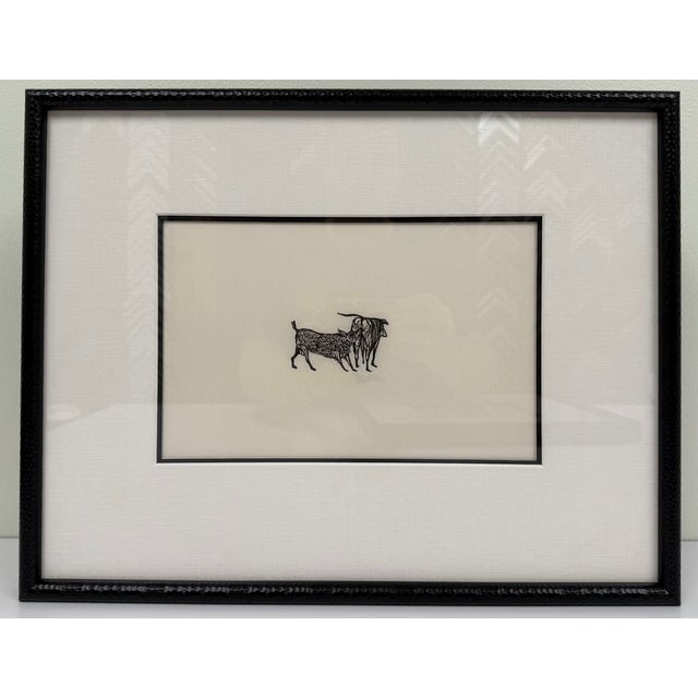 1952, Untitled [Dog] From Castle Street Dogs, Set of 3 Framed Woodblock Prints, Artist Leonard Baskin For Sale - Image 4 of 10