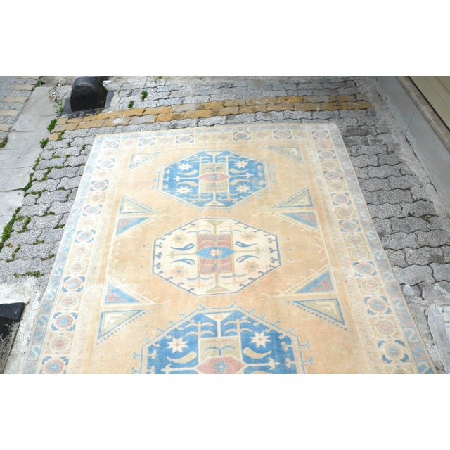 Textile 1960s Vintage Oushak Floor Wool Rug For Sale - Image 7 of 11