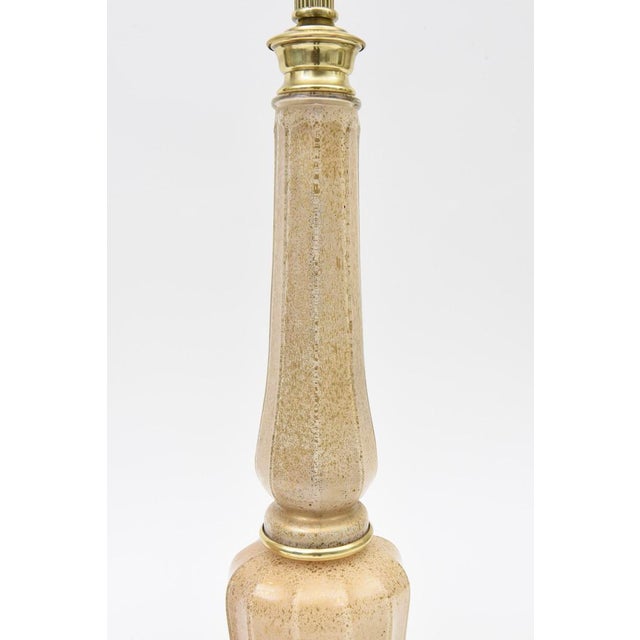 Vintage Maison Bagues Glass Table Lamps With Gold Inclusions and Brass, Pair Of, 1940's For Sale In Miami - Image 6 of 13