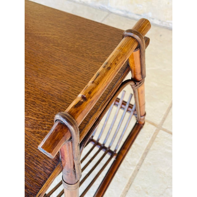 Mid-Century Italian Rattan and Bamboo Side Table, 1960s For Sale - Image 6 of 18
