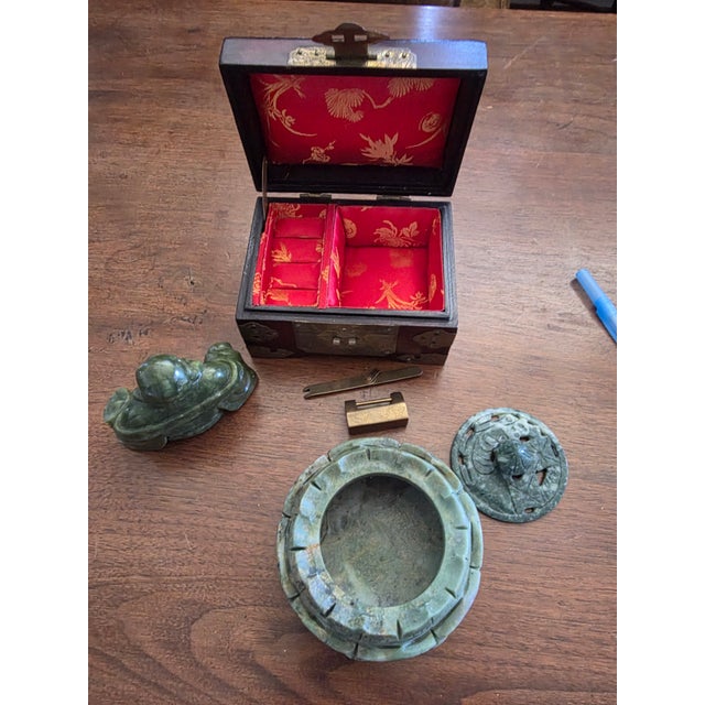 Small Grouping of Asian Items With Green Stone For Sale In San Antonio - Image 6 of 9