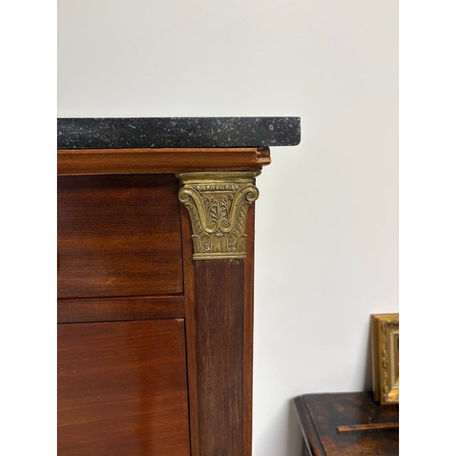 French Empire Mahogany Secretaire a Abattant With Marble Top, 19th Century For Sale - Image 10 of 10