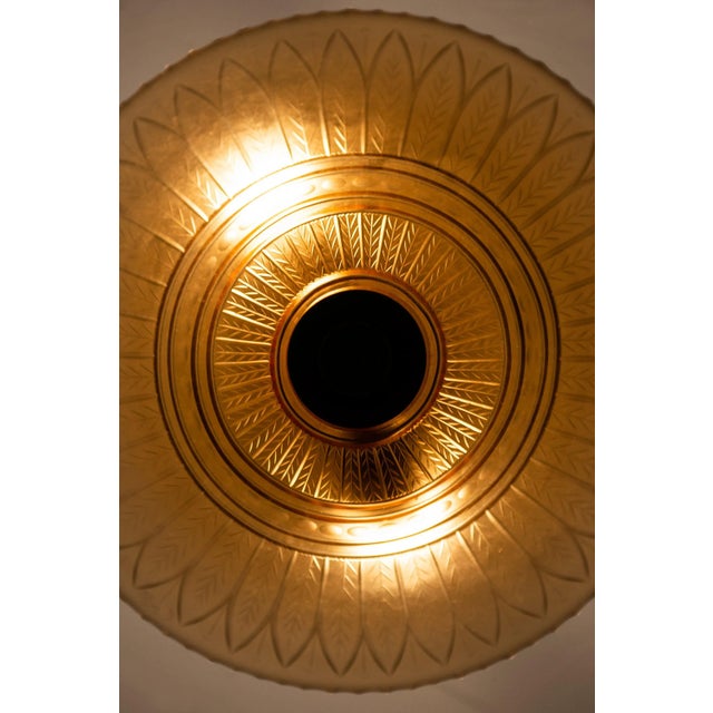 - Vintage ceiling lamp - In the style of Edward Hald - Produced by Orrefors in Sweden - From the 1930s - Havana-colored...