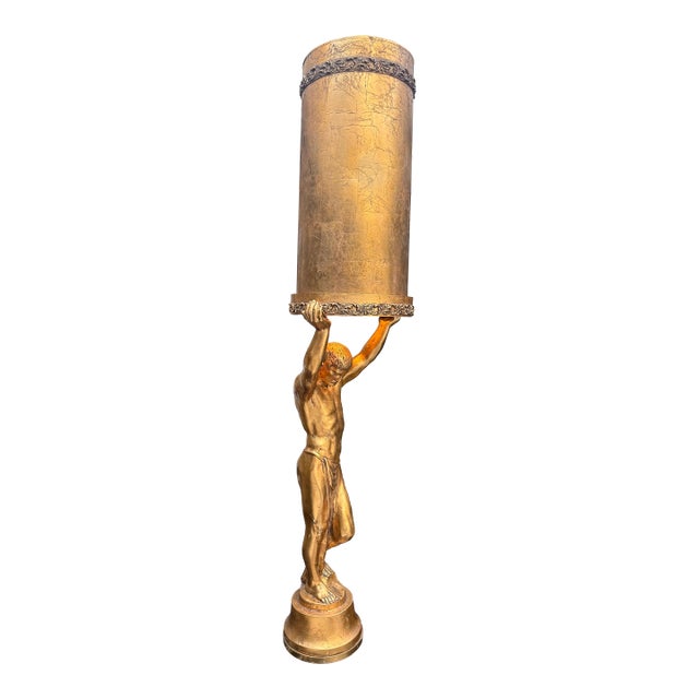 Gold Atlas Figural Table Lamp For Sale