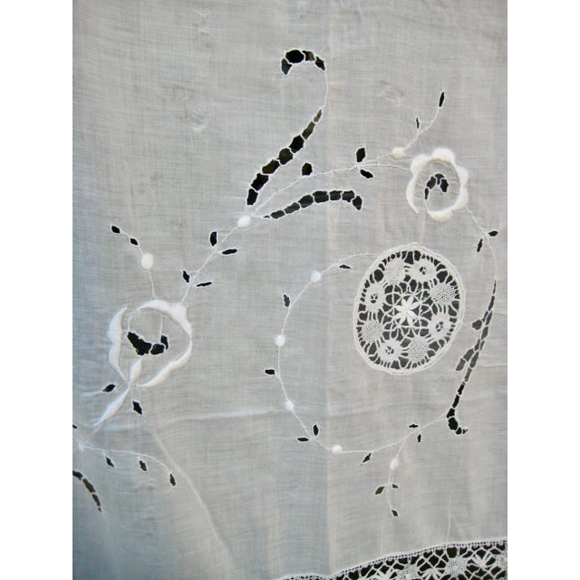 White Early 19th Century French Cotton Sheer -Curtain Napoleon III Panel For Sale - Image 8 of 12