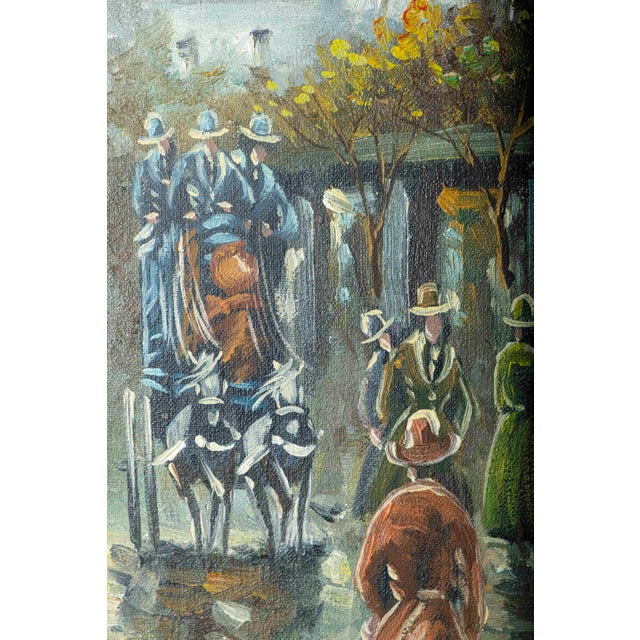Cream Vintage European Street Scene Original Oil Painting Signed J. Turner For Sale - Image 8 of 18