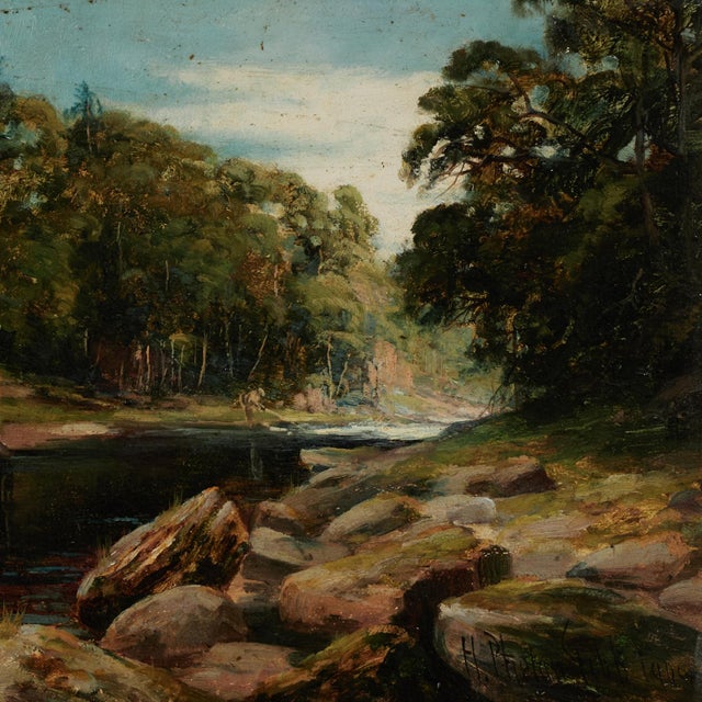 Antique Painting of a Landscape With River by Harry Phelan Gibb For Sale - Image 4 of 13