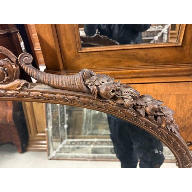 Raised Chinoiserie Gilded and Natural Walnut Louis XV Mantel Buffet Mirror For Sale In Philadelphia - Image 6 of 7