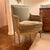 Vintage Velvet Armchair With Green Wash and Gilt Carved Frame For Sale - Image 9 of 9