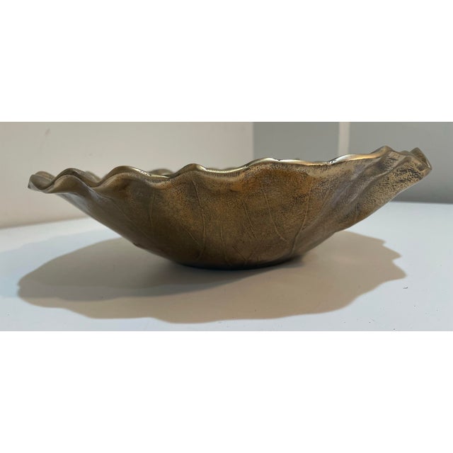 Metal 20th Century Leaf Cast Gilt Bronze Metal Bowl For Sale - Image 7 of 7