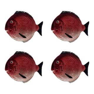 Bordallo Pinheiro Fish Dinner Plates, Set of 4 For Sale
