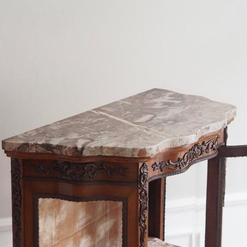 Tall Louis XV Style Display Cabinet with Marble Top, France, 1900s For Sale - Image 17 of 18