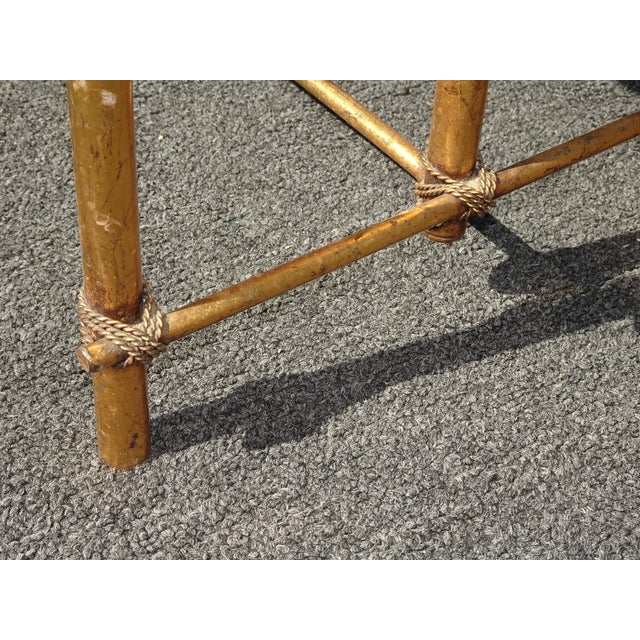 Vintage Hollywood Regency Gold Gilt Rope Metal Vanity Bench Stool For Sale - Image 17 of 18