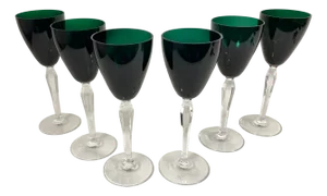 Vintage German Wine Glasses in Emerald Green Crystal, 1970s, Set of 6