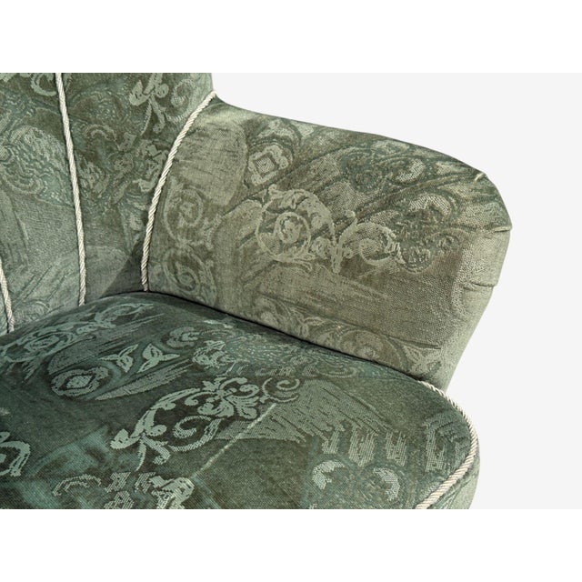 Wood Ilmari Lappalainen, Lounge Chairs, Beech, Green Fabric, Finland, 1950s For Sale - Image 7 of 11