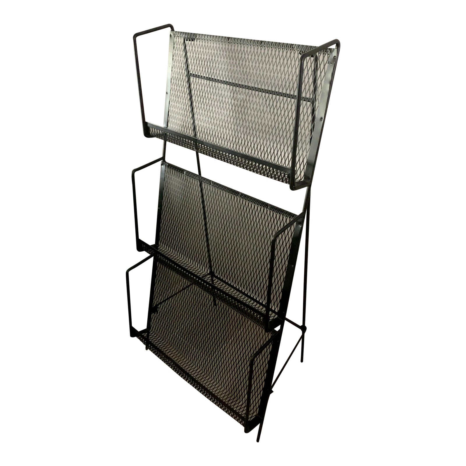 Mid Century Modern Folding Iron Magazine Rack - Atomic Modernist Metal ...