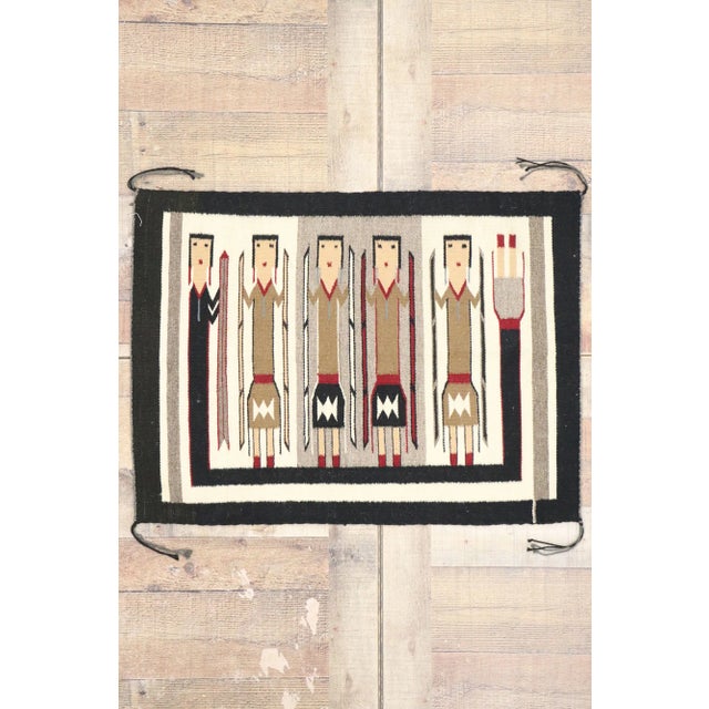 Beige Antique Yeibichai Navajo-Style Kilim Rug - 02'01 X 02'10 For Sale - Image 8 of 9