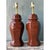 This exquisite pair of vintage ceramic ginger jar table lamps features a rich, glossy brown glaze, offering a seamless...