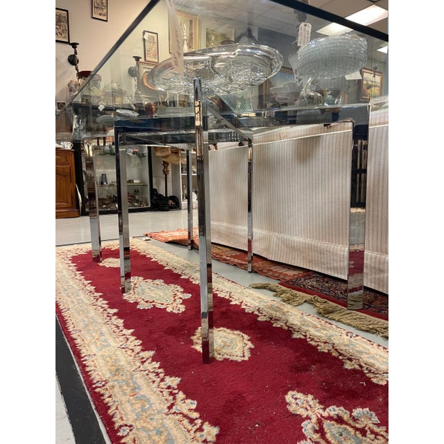 Milo Baughman for Thayer Coggin 1960s Milo Baughman for Thayer Coggin Style X-Base Chrome Dining Table For Sale - Image 4 of 6