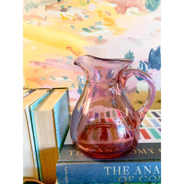 1970s Chet Cole Signed Amethyst Blown Art Glass Pitcher For Sale - Image 11 of 11