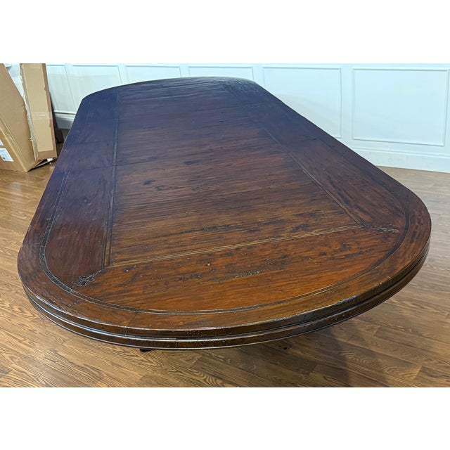 Large English Country Hand-Hewn Oak Tressel Table by Century For Sale - Image 10 of 18