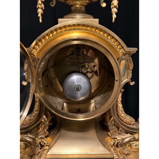 1860s S Marti Napoleon III Gold Ormolu Bronze Clock For Sale - Image 13 of 17
