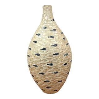 Vintage Fish Inlay Vase For Sale