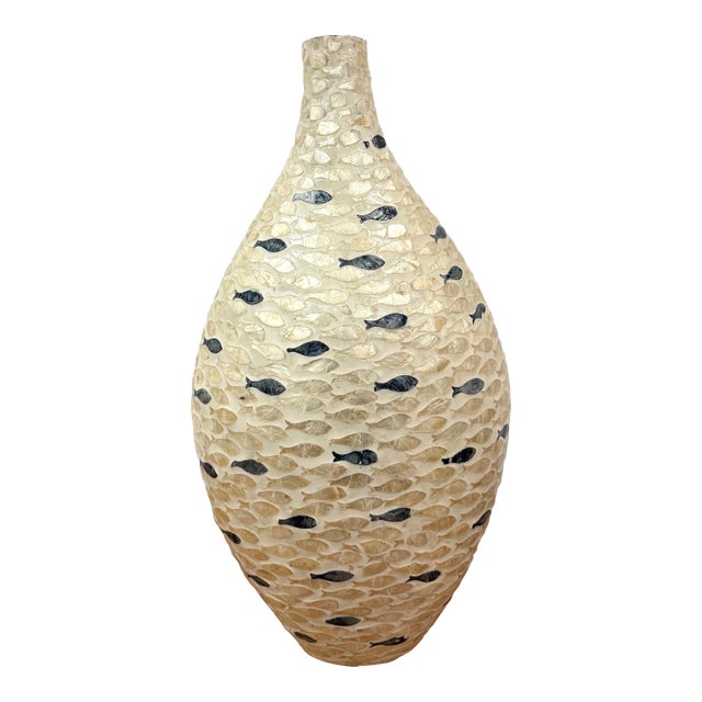 Vintage Fish Inlay Vase For Sale