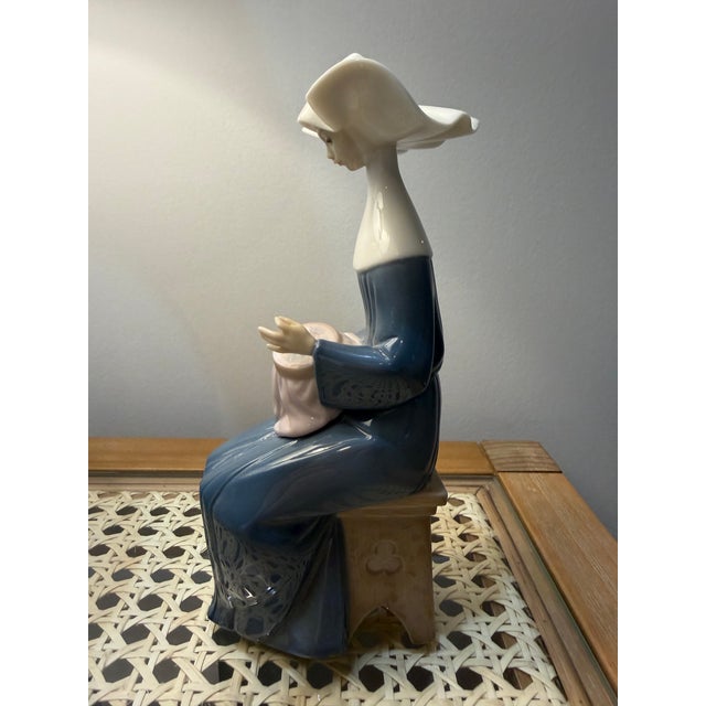 Traditional Mid 20th Century Time to Sew Lladro Porcelain Figurine For Sale - Image 3 of 8