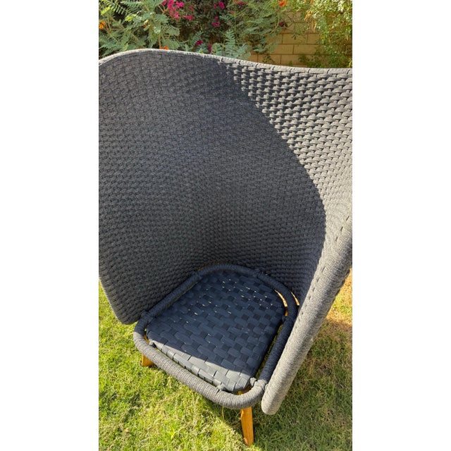 The Cane-Line Peacock Wing Highback Chair With Teak Legs (Model 5460), Designed by the Danish Duo Foersom & Hiort-Lorenzen, 2 Pieces For Sale - Image 11 of 12