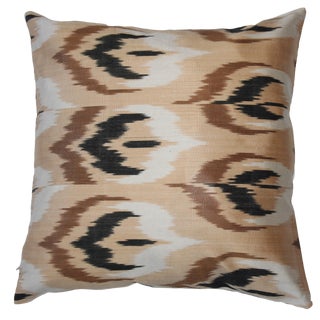 Contemporary Silk Ikat Bohemian Throw Pillow For Sale