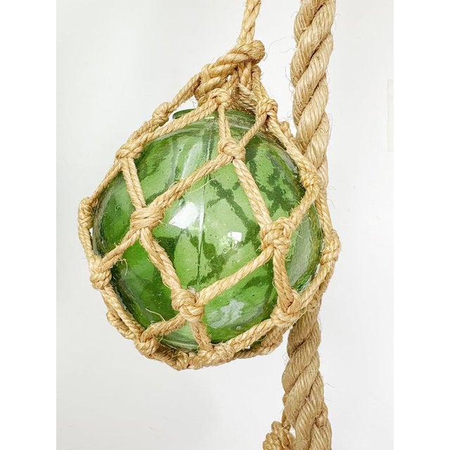 Decorative Pendant with Two Glass Globes in a Fishermans Net, France, 1960s For Sale - Image 4 of 8