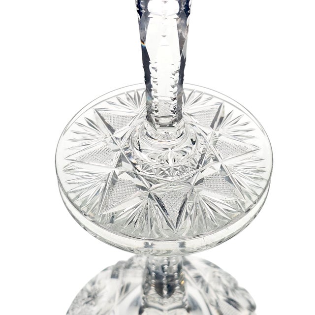 American Antique Abp American Brilliant Cut Glass Pedestal Compote Candy Dish 8" H For Sale - Image 3 of 13