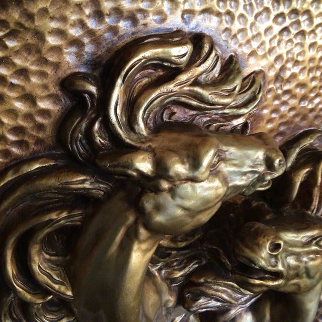 Bronze Wild Spanish Horses Wall Medallion Gold Over Plaster For Sale - Image 8 of 13