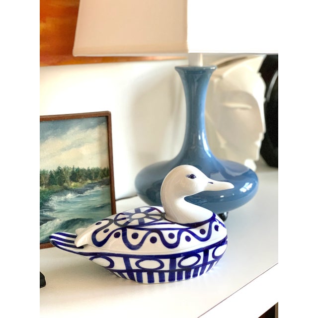 Blue Blue and White Dansk Duck Lidded Dish For Sale - Image 8 of 9