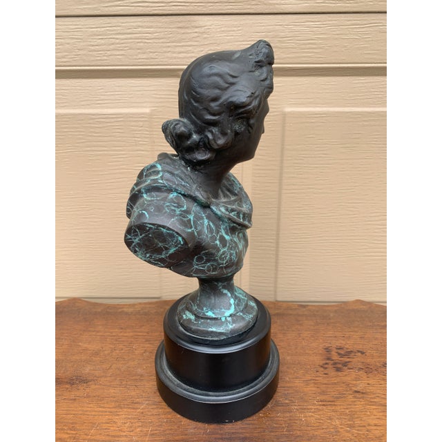 Verdigris Classical Verdigris Brass Bust of Apollo Belvedere For Sale - Image 8 of 11