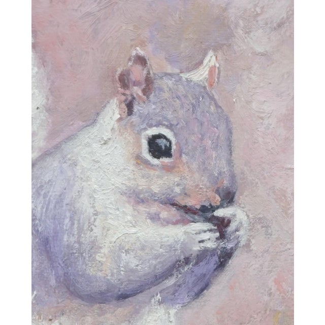 Impressionist Sean Wu Original Oil Portrait of Squirrel For Sale - Image 3 of 5