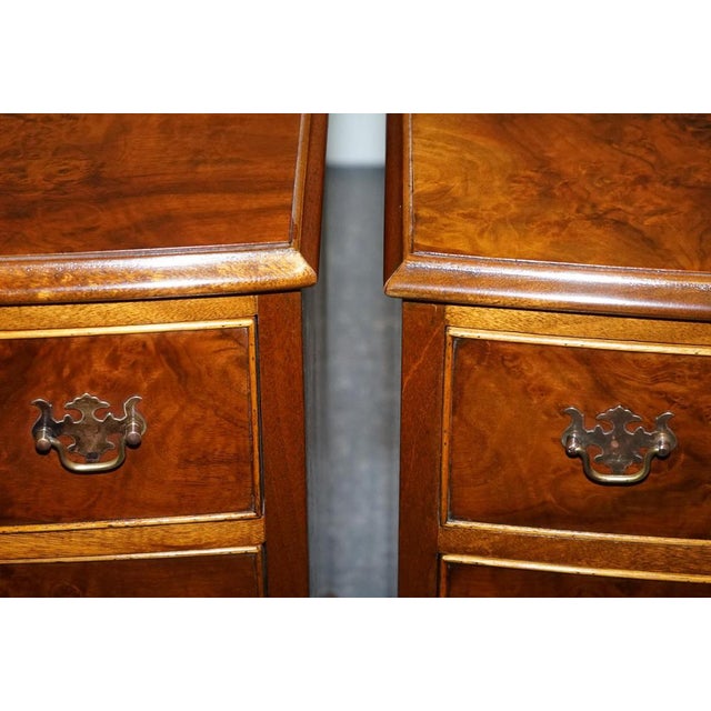 Burr Walnut Nightstands with Drawers, Set of 2 For Sale - Image 9 of 17