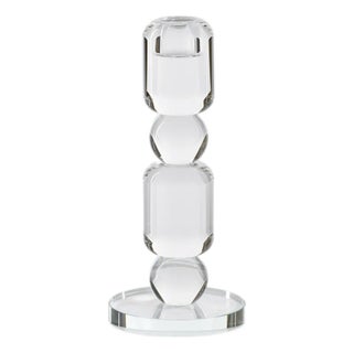 Zadie Crystal Glass Taper Candle Holder, Small For Sale