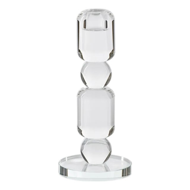 Zadie Crystal Glass Taper Candle Holder, Small For Sale