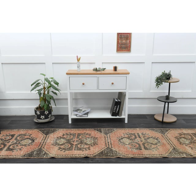 Vintage Turkish Hand-Knotted vintage rug is a semi-antique vintage runner rug.'70s Eastern region of Turkey's unique rug...