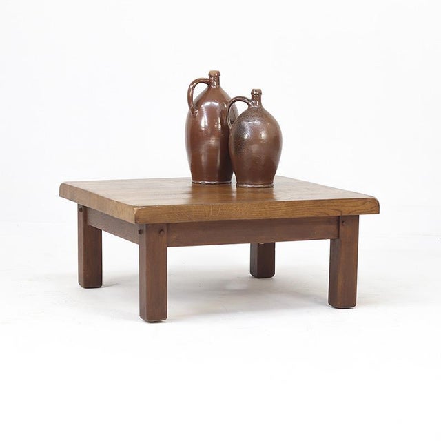 Mid-Century Brutalist Coffee Table in Oak, 1960s For Sale - Image 4 of 9