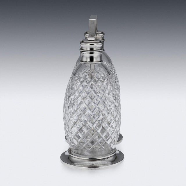 Vintage American Silver and Cut Glass Tantalus from Tiffany & Co, 1920, Set of 2 For Sale - Image 3 of 18