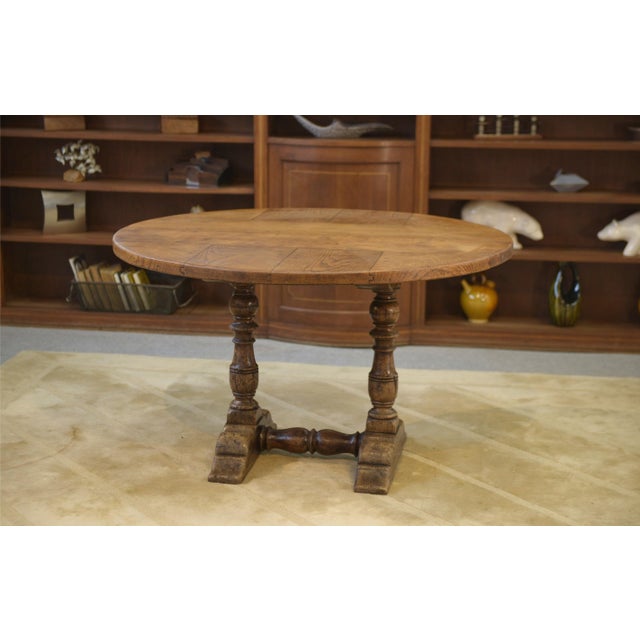 Mid-Century Modern Early 20th Century Circular Oak Table, 1920s For Sale - Image 3 of 13