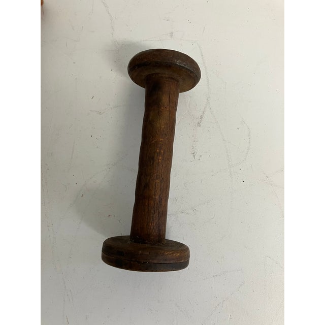 Antique Wooden Textile Bobbins With Original Thread – Group of 10 For Sale - Image 10 of 14