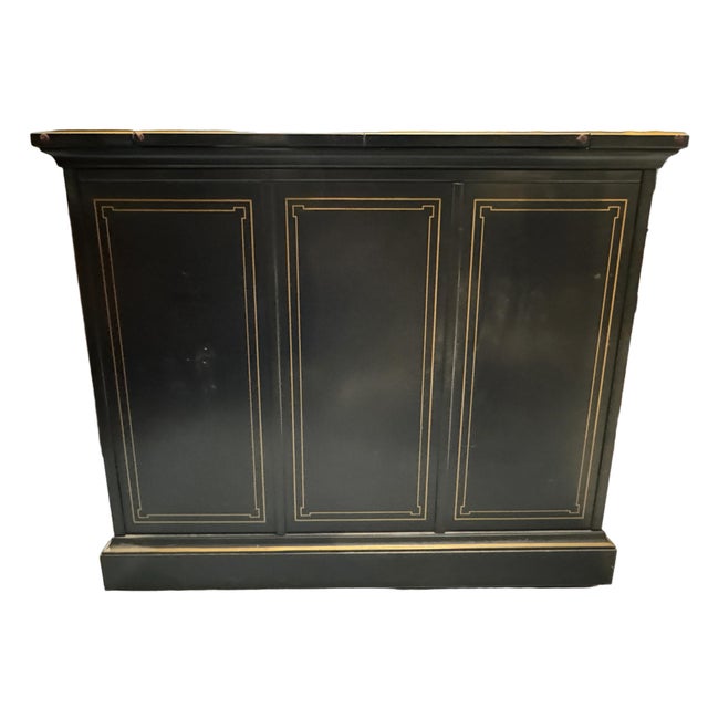 Black Drexel Et Cetera Collection Black Lacquer Chinoiserie Flip-Top Buffet Server, 1970s For Sale - Image 8 of 18